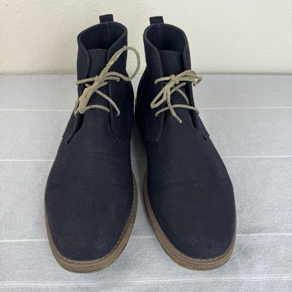 Men’s Perry Ellis Portfolio Tim II Canvas Lace Up Ankle Chukka Boots Black 13 - Picture 5 of 12